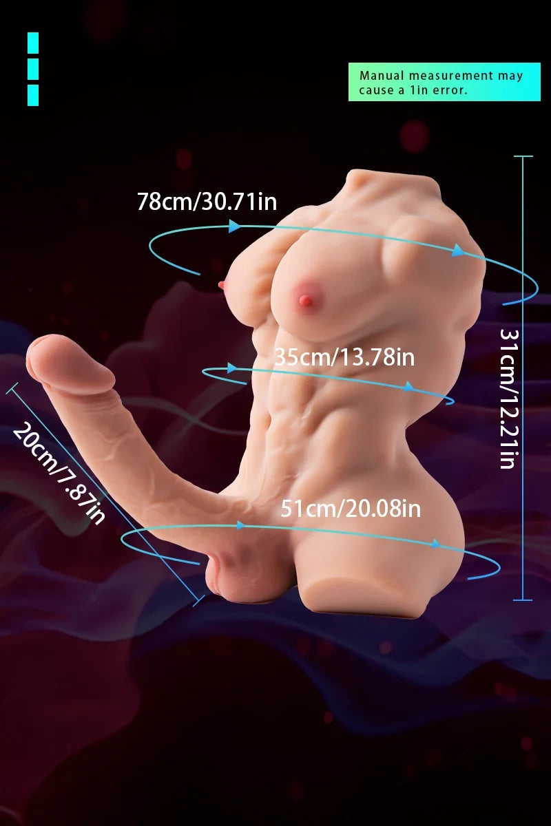 Kalel: Torso Sexual Musculoso de 3,8 kg con Pene Moldeable de 20 cm