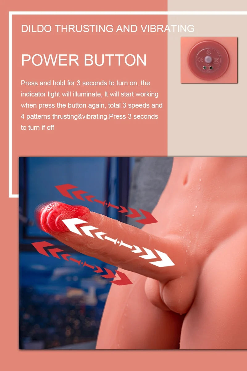 Archer: Torso Sexual de 8 kg con Pene de Empuje y Vibración de 17 cm