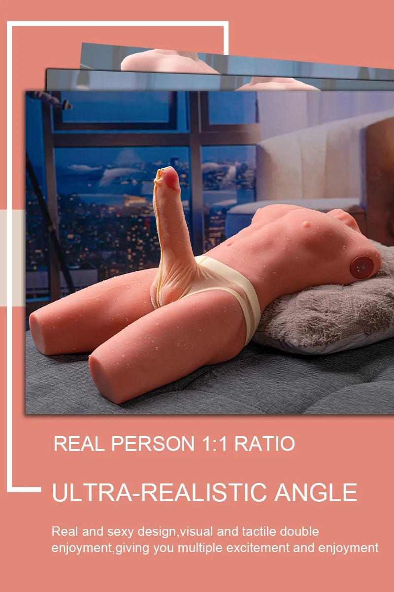 Archer: Torso Sexual de 8 kg con Pene de Empuje y Vibración de 17 cm