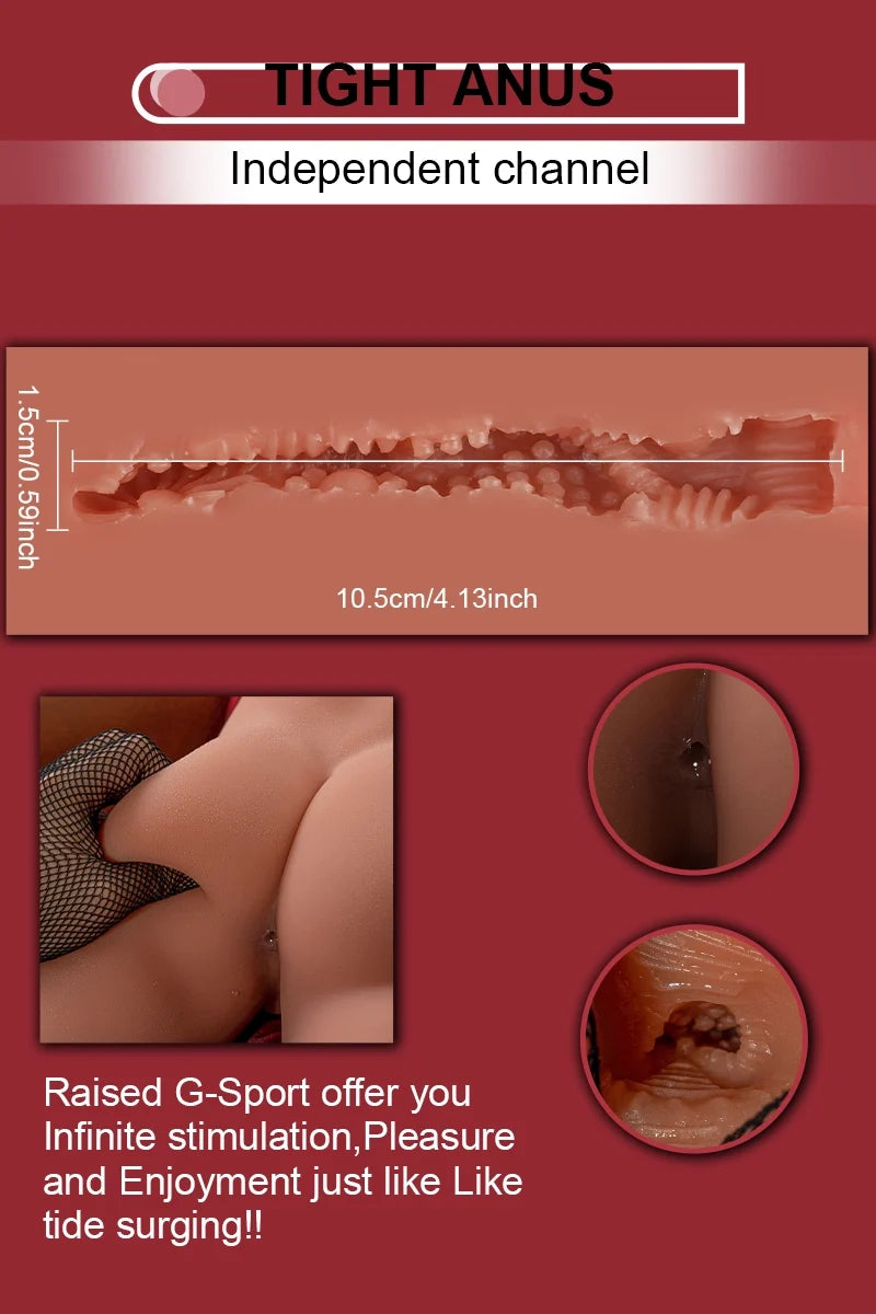 Kyle: Torso Sexual para Mujeres de 4,1 kg con Pene de Empuje Automático de 17 cm