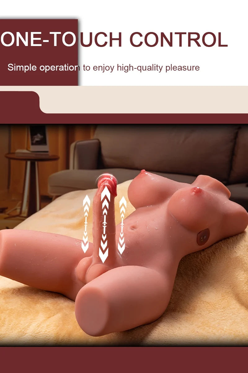 Maiya: Torso Sexual Transexual de Silicona de 9,8 kg con Pene de Empuje de 18 cm